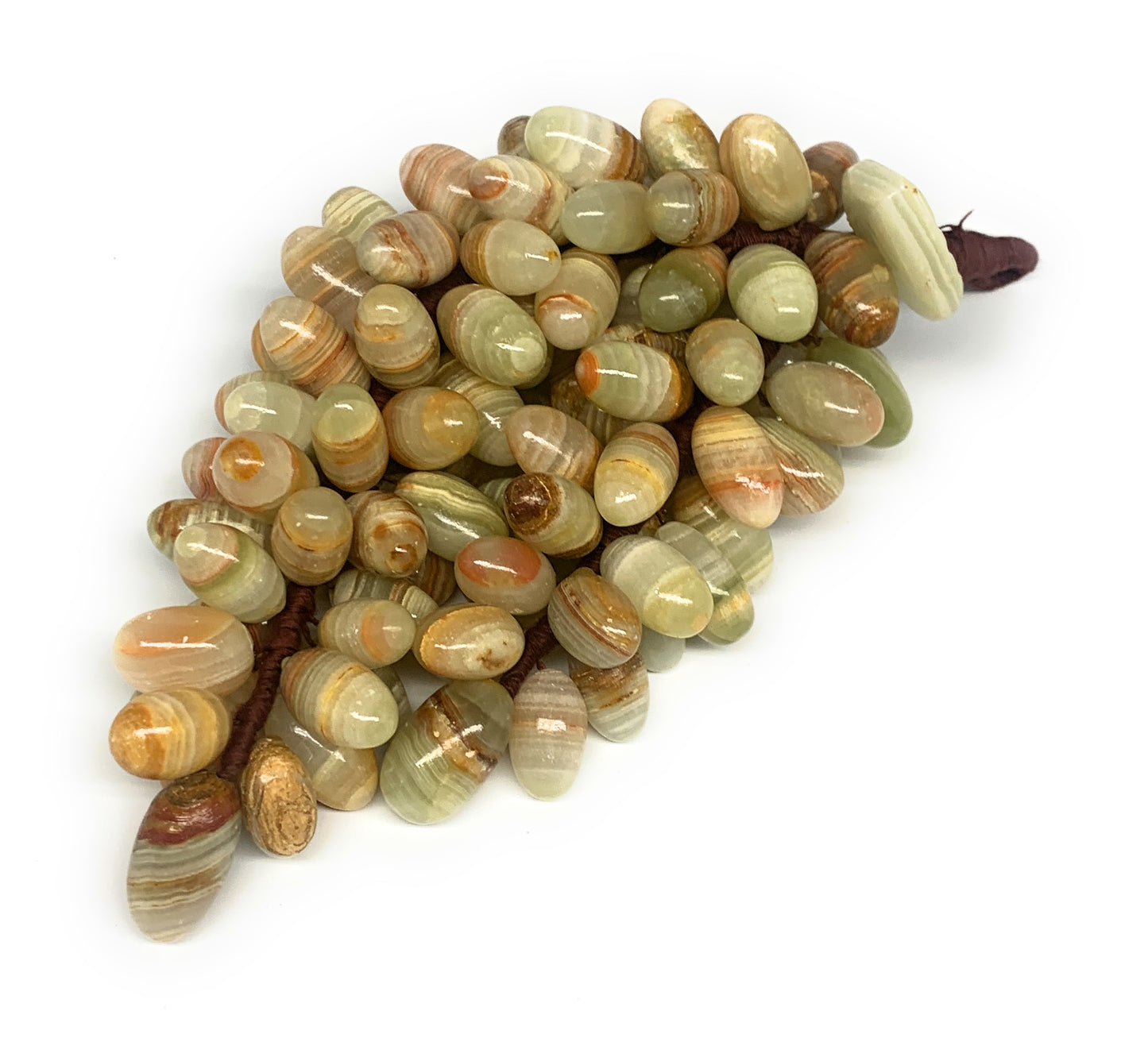 730g, 9"x4" Green Onyx Grape Bunch Stone Marble Decor @Pakistan,B25543