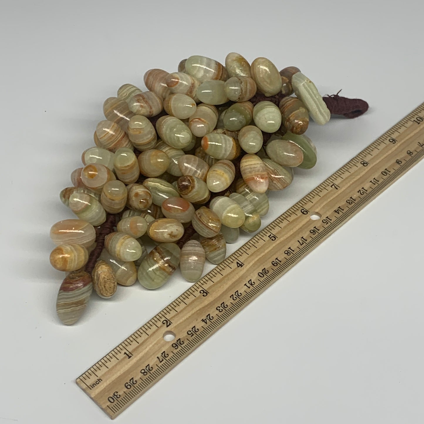 730g, 9"x4" Green Onyx Grape Bunch Stone Marble Decor @Pakistan,B25543