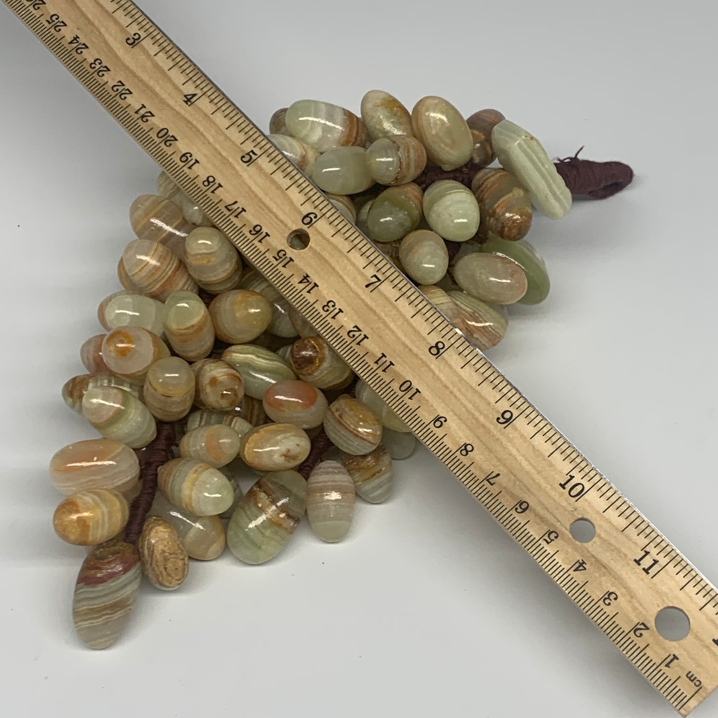 730g, 9"x4" Green Onyx Grape Bunch Stone Marble Decor @Pakistan,B25543