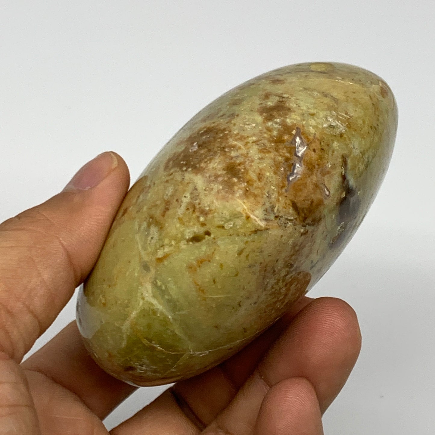 283.1g,2.9"x3.2"x1.6", Green Opal Heart Polished Gemstone @Madagascar, B17568