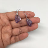 28cts,1.5"Gorgeous Natural Rough Amethyst Silver Plated Earring @Brazil,BE269 - watangem.com
