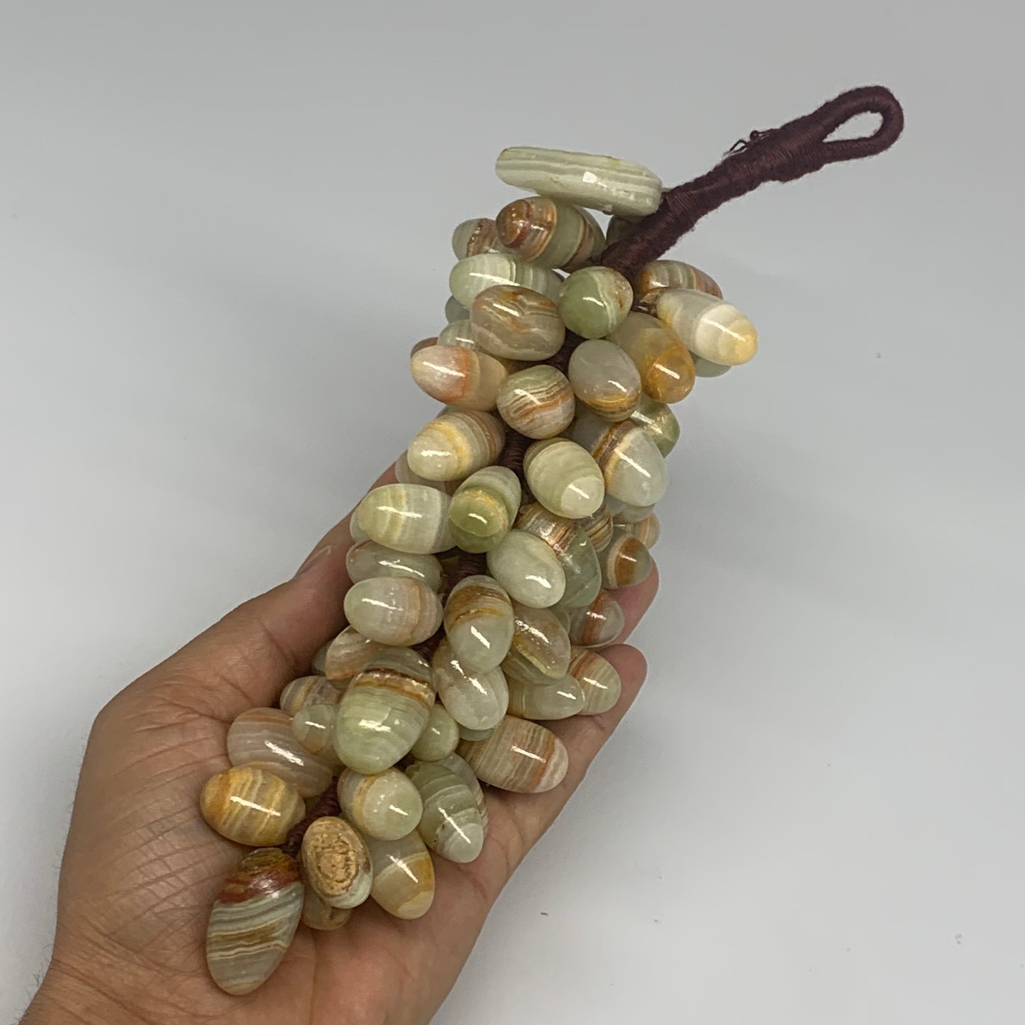 730g, 9"x4" Green Onyx Grape Bunch Stone Marble Decor @Pakistan,B25543