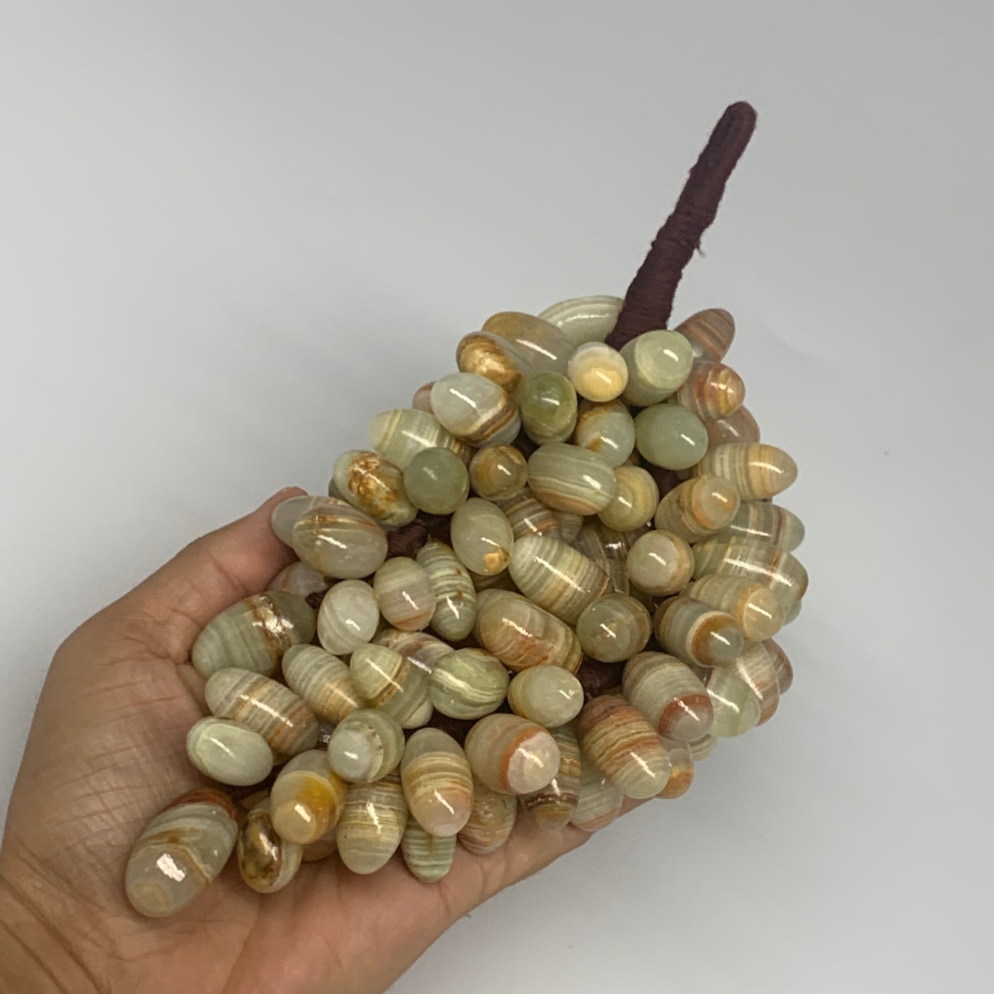 730g, 9"x4" Green Onyx Grape Bunch Stone Marble Decor @Pakistan,B25543