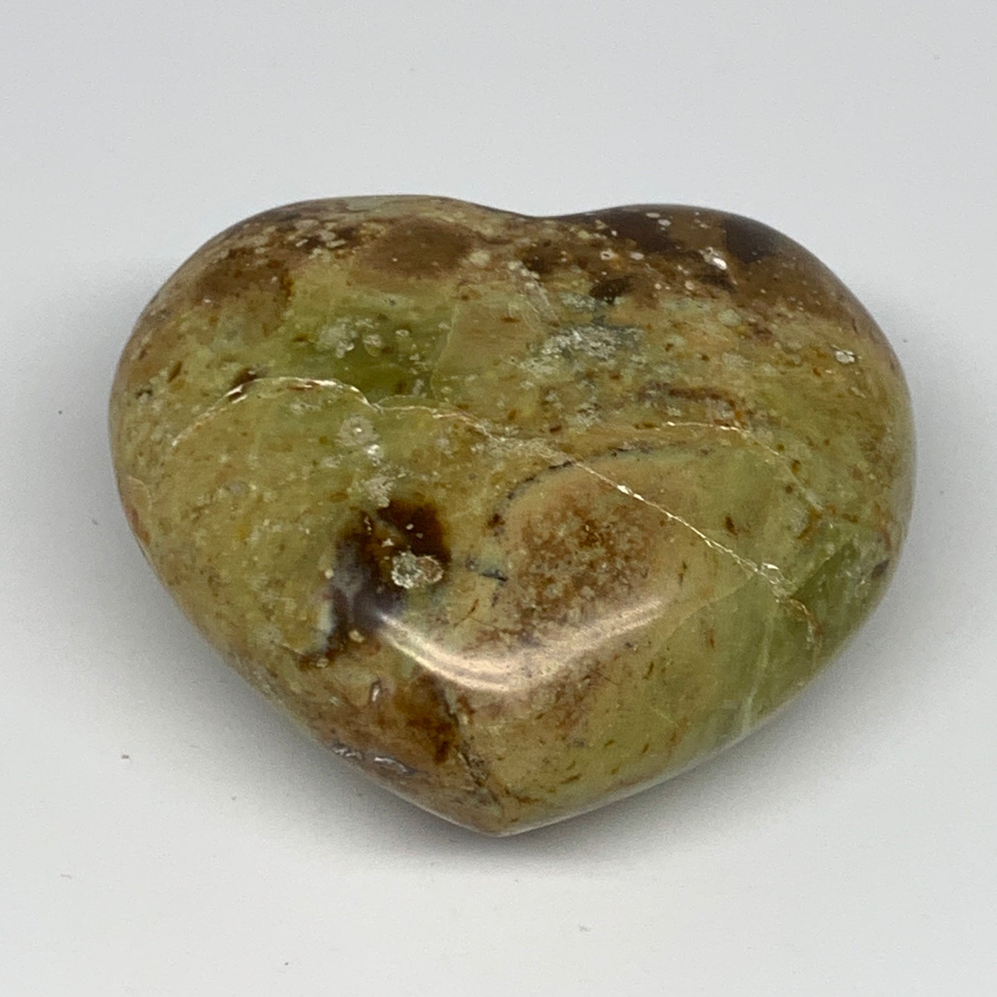 283.1g,2.9"x3.2"x1.6", Green Opal Heart Polished Gemstone @Madagascar, B17568