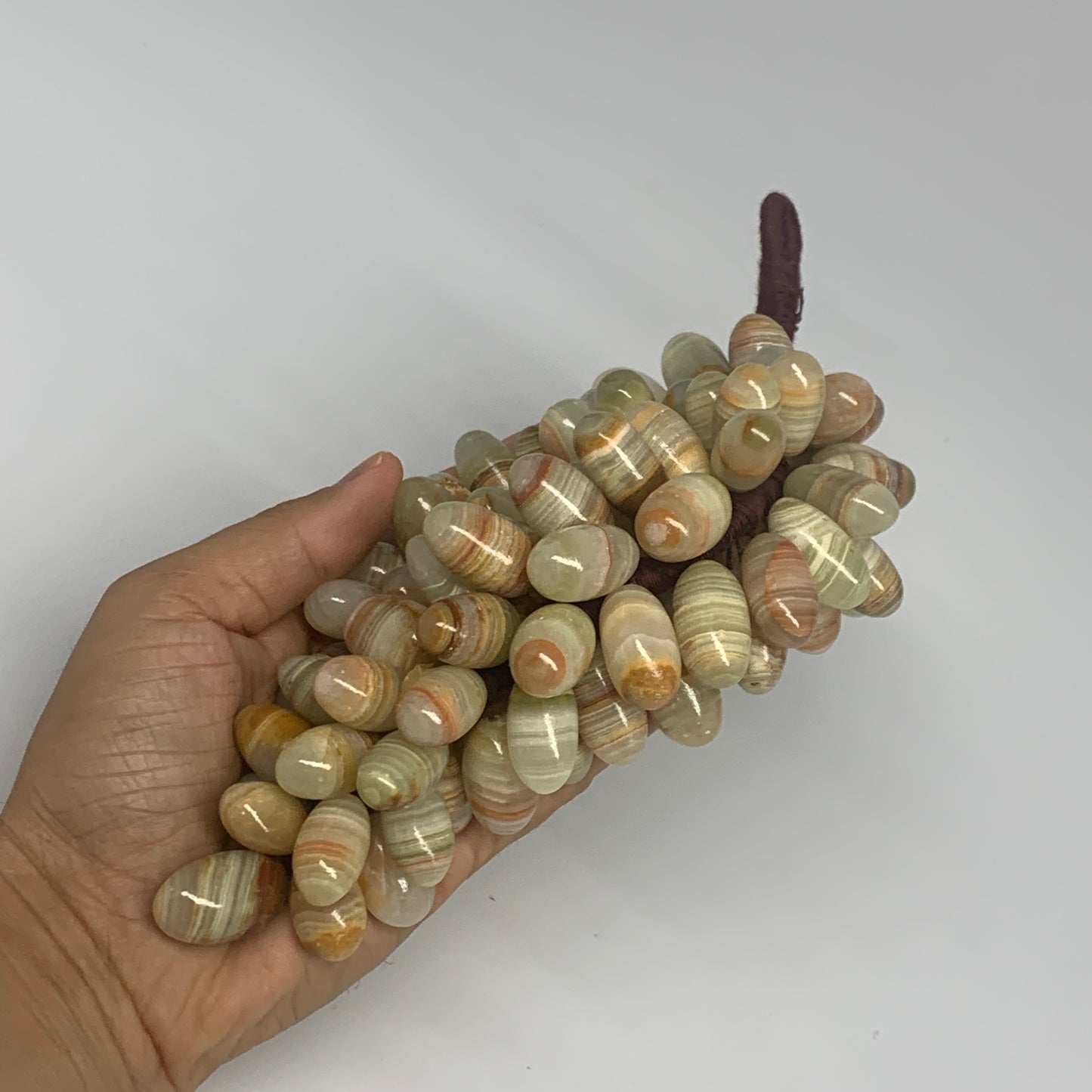 730g, 9"x4" Green Onyx Grape Bunch Stone Marble Decor @Pakistan,B25543