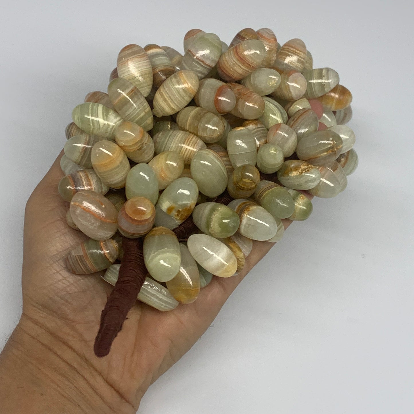 730g, 9"x4" Green Onyx Grape Bunch Stone Marble Decor @Pakistan,B25543
