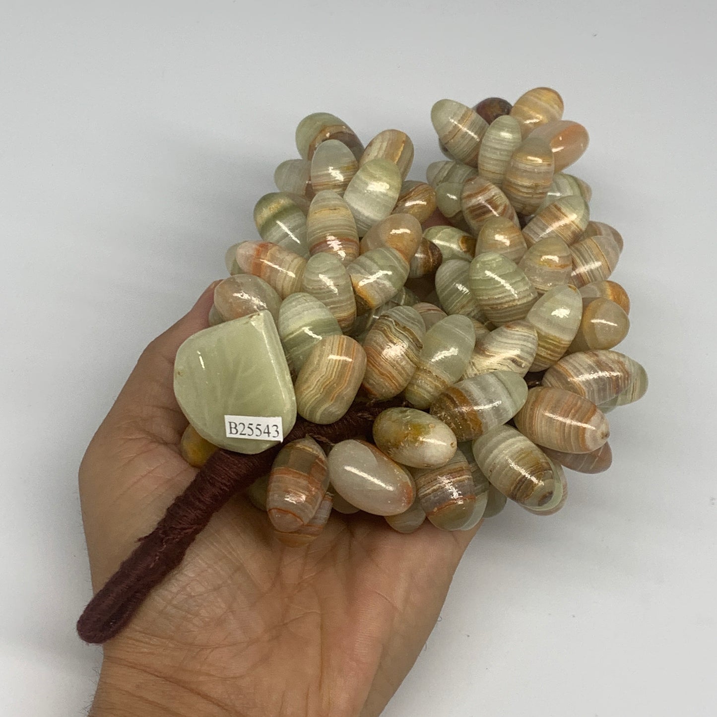 730g, 9"x4" Green Onyx Grape Bunch Stone Marble Decor @Pakistan,B25543