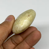 74.6g, 2.2"x1.7"x0.8", Natural Yellow Calcite Palm-Stone Crystal Polished Reiki,