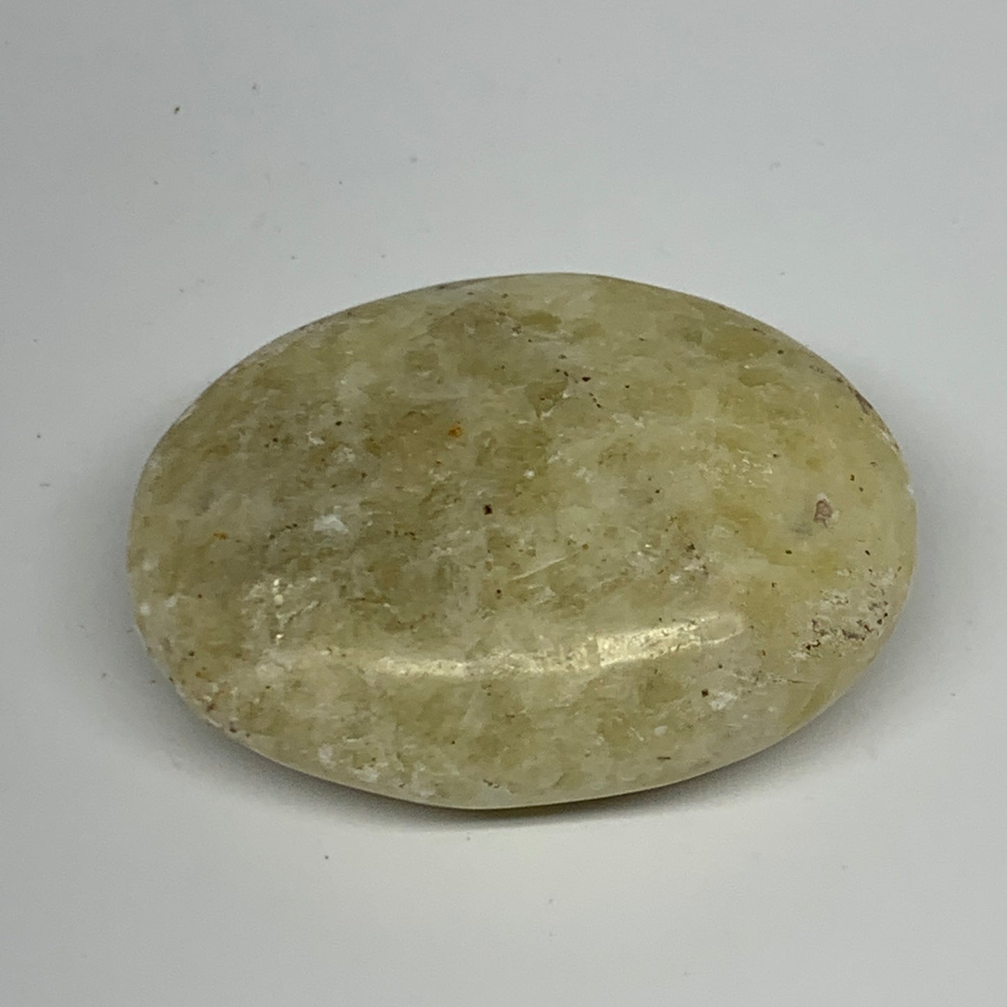 74.6g, 2.2"x1.7"x0.8", Natural Yellow Calcite Palm-Stone Crystal Polished Reiki,