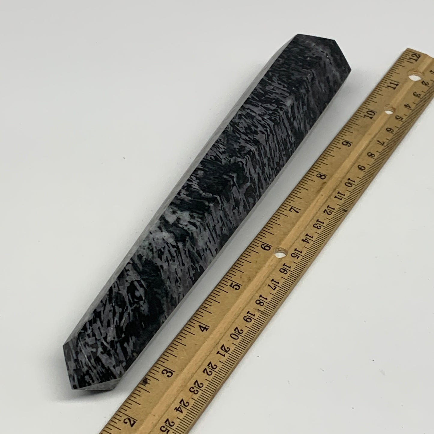 475.2g, 8.3"x1.6"x1.4" Indigo Gabro Merlinite Point Tower @Madagascar,B18306