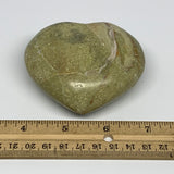 197.3g,2.7"x3.1"x1.4", Green Opal Heart Polished Gemstone @Madagascar, B17569