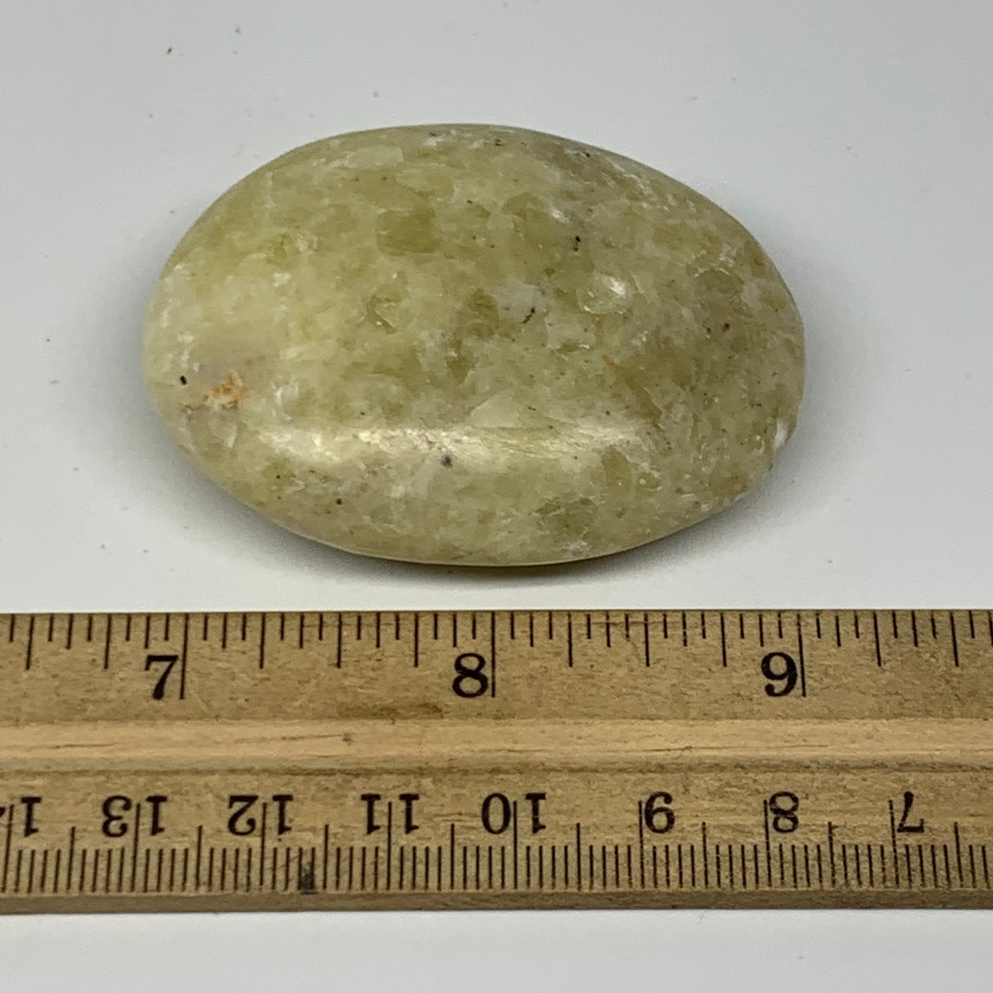 74.6g, 2.2"x1.7"x0.8", Natural Yellow Calcite Palm-Stone Crystal Polished Reiki,