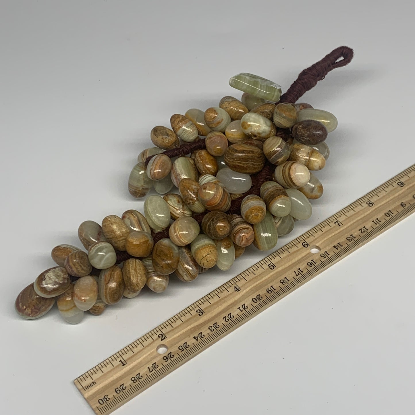 745g, 9"x4" Green Onyx Grape Bunch Stone Marble Decor @Pakistan,B25545