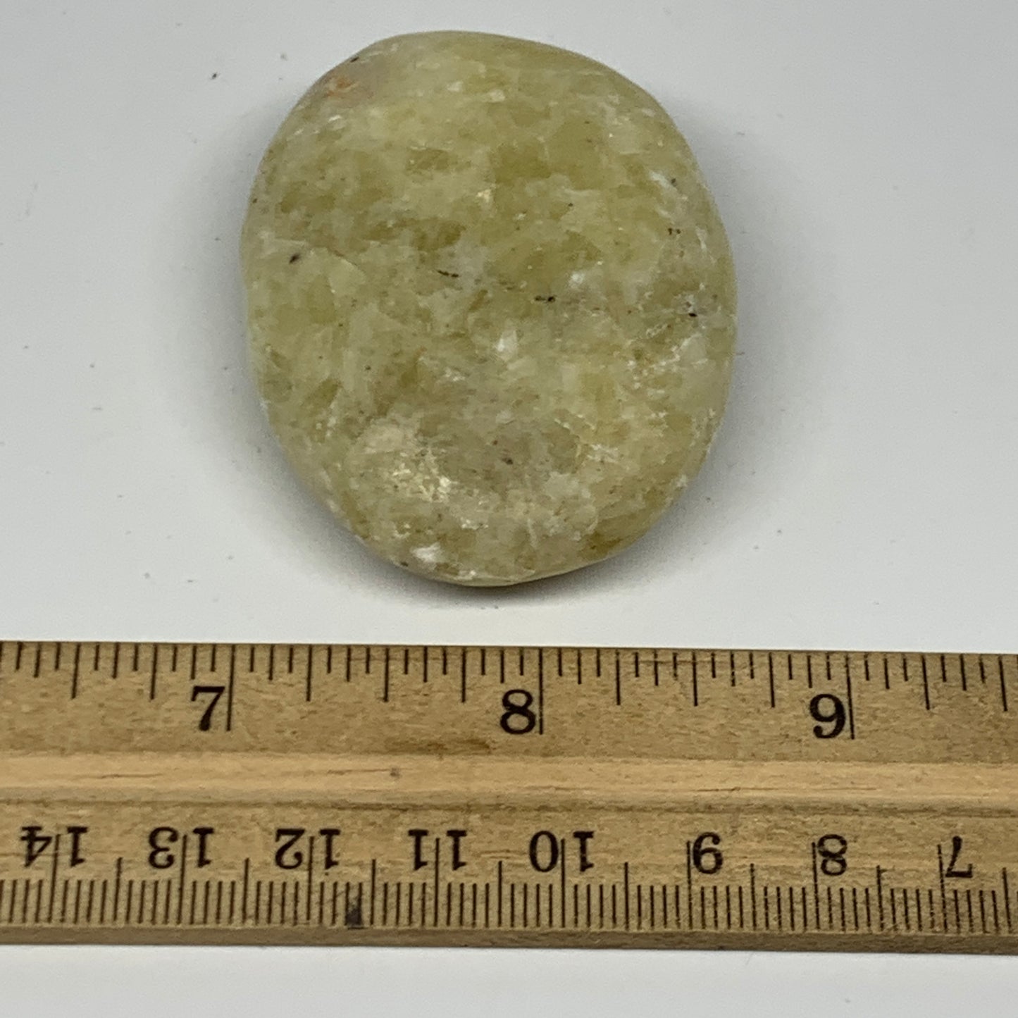 74.6g, 2.2"x1.7"x0.8", Natural Yellow Calcite Palm-Stone Crystal Polished Reiki,