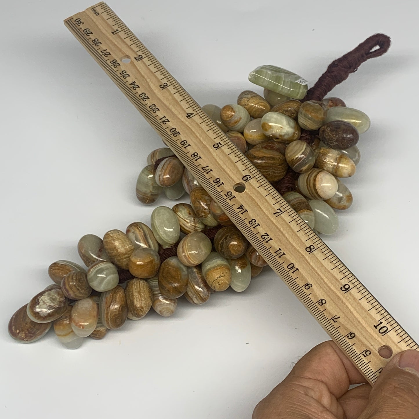 745g, 9"x4" Green Onyx Grape Bunch Stone Marble Decor @Pakistan,B25545