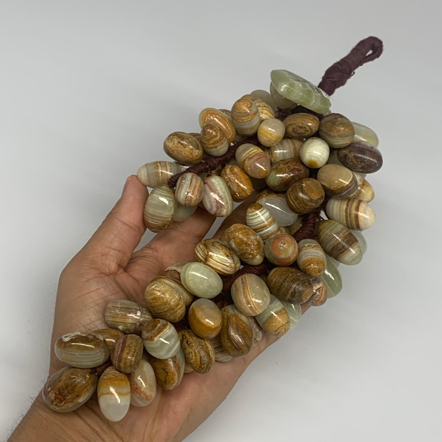 745g, 9"x4" Green Onyx Grape Bunch Stone Marble Decor @Pakistan,B25545