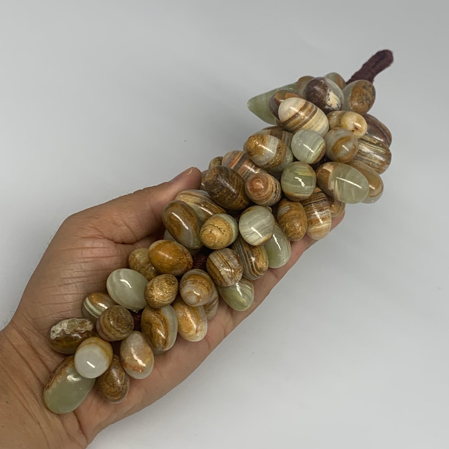 745g, 9"x4" Green Onyx Grape Bunch Stone Marble Decor @Pakistan,B25545