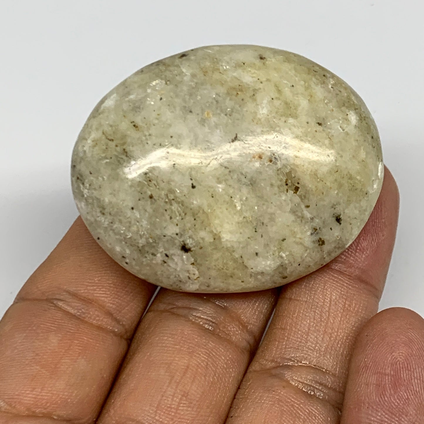 61.9g, 1.9"x1.5"x0.9", Natural Yellow Calcite Palm-Stone Crystal Polished Reiki,
