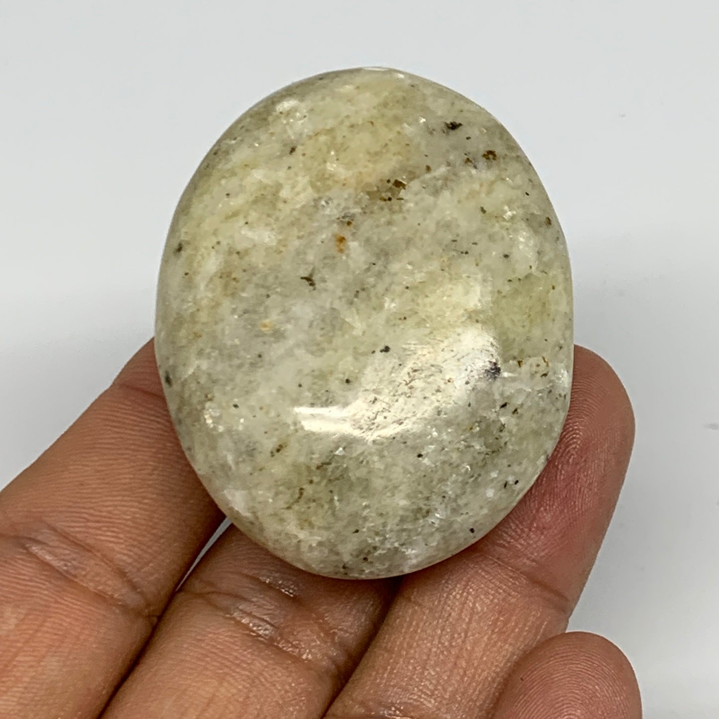 61.9g, 1.9"x1.5"x0.9", Natural Yellow Calcite Palm-Stone Crystal Polished Reiki,