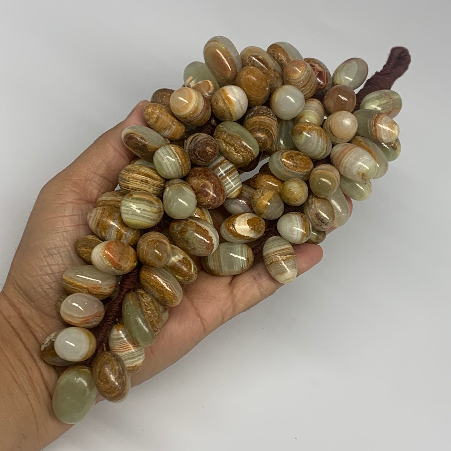 745g, 9"x4" Green Onyx Grape Bunch Stone Marble Decor @Pakistan,B25545
