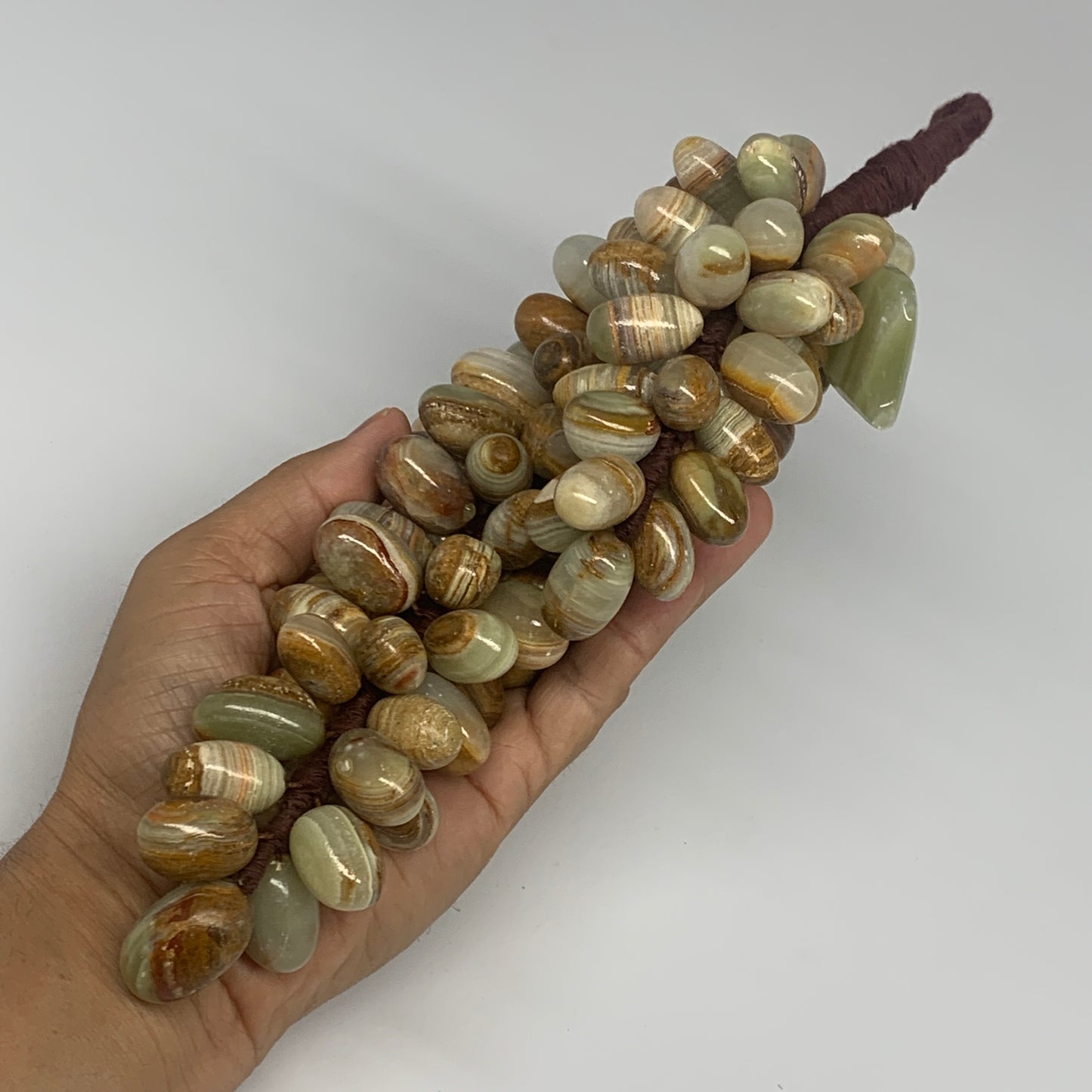 745g, 9"x4" Green Onyx Grape Bunch Stone Marble Decor @Pakistan,B25545