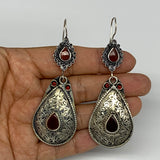 22.5g, 3.2"x1.1" Turkmen Earring Tribal Jewelry Carnelian Drop Boho, B14307