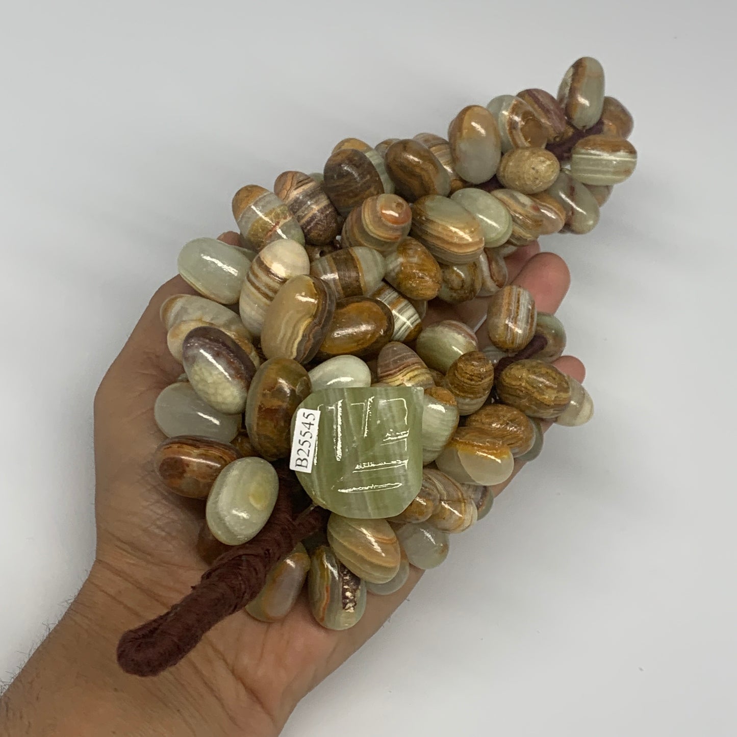 745g, 9"x4" Green Onyx Grape Bunch Stone Marble Decor @Pakistan,B25545