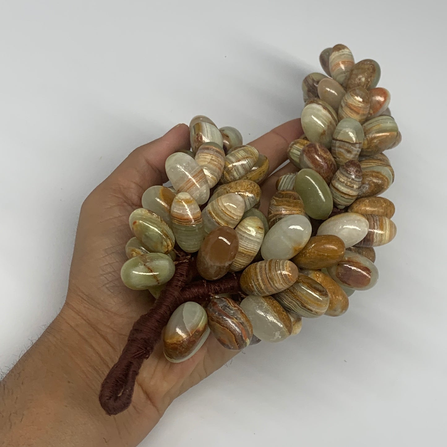 745g, 9"x4" Green Onyx Grape Bunch Stone Marble Decor @Pakistan,B25545