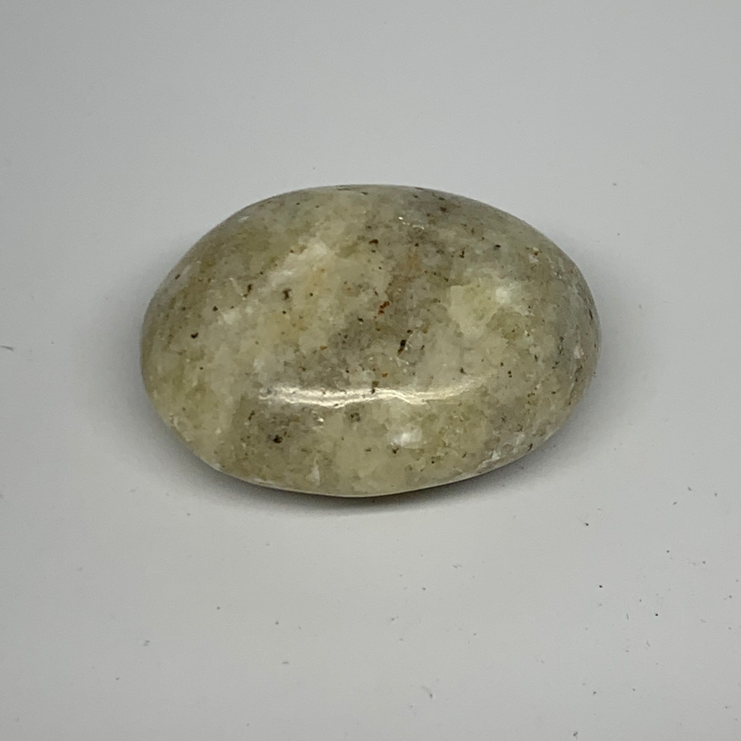 61.9g, 1.9"x1.5"x0.9", Natural Yellow Calcite Palm-Stone Crystal Polished Reiki,