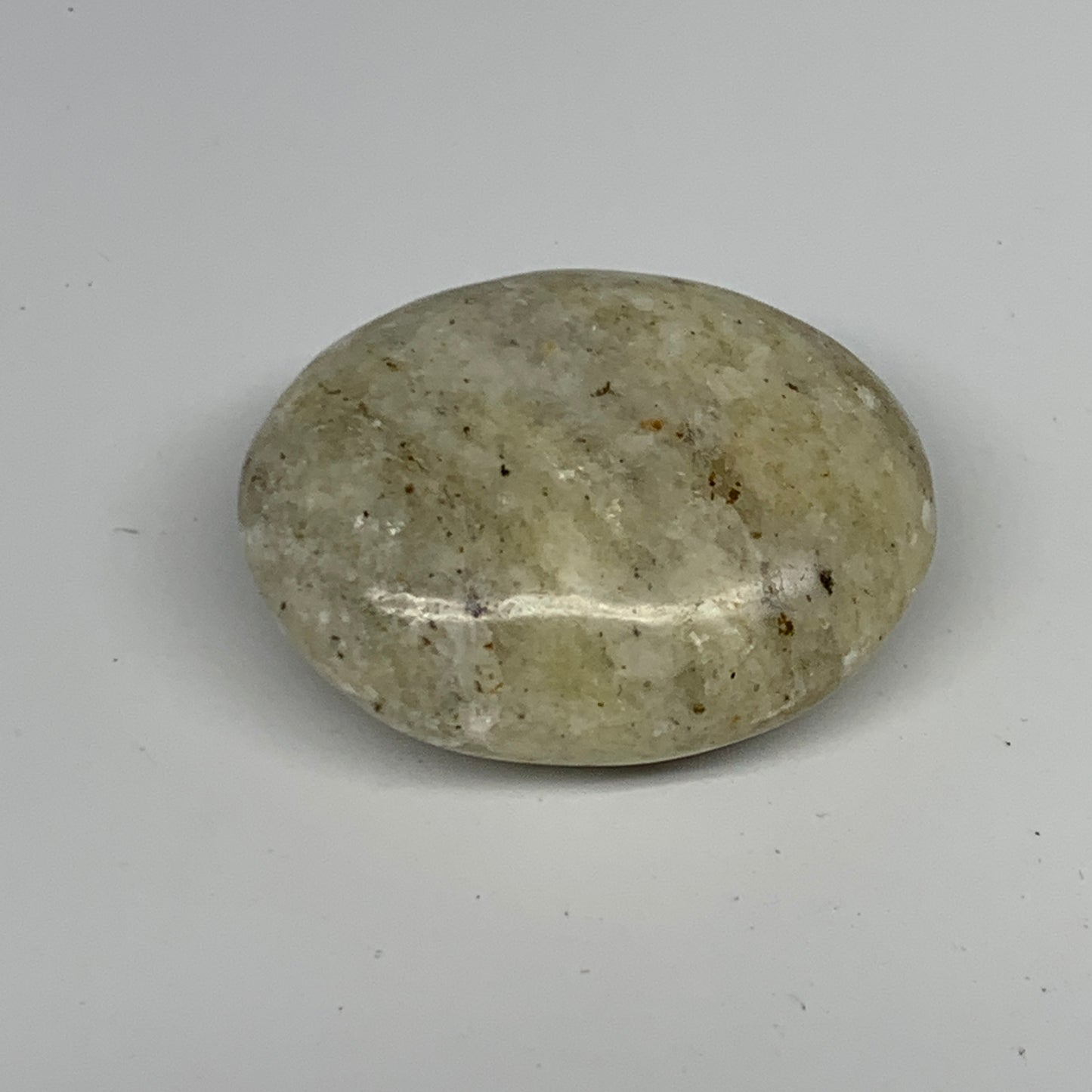 61.9g, 1.9"x1.5"x0.9", Natural Yellow Calcite Palm-Stone Crystal Polished Reiki,