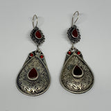 22.5g, 3.2"x1.1" Turkmen Earring Tribal Jewelry Carnelian Drop Boho, B14307