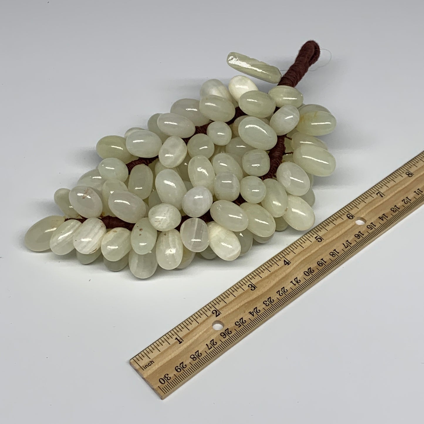 780g, 9"x4" Green Onyx Grape Bunch Stone Marble Decor @Pakistan,B25546