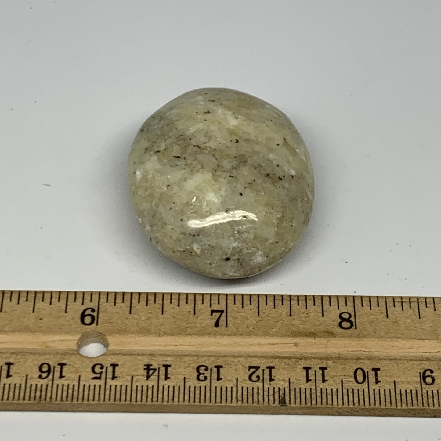 61.9g, 1.9"x1.5"x0.9", Natural Yellow Calcite Palm-Stone Crystal Polished Reiki,