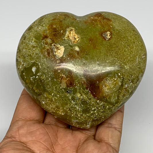 312.7g,3.2"x3.5"x1.6", Green Opal Heart Polished Gemstone @Madagascar, B17571