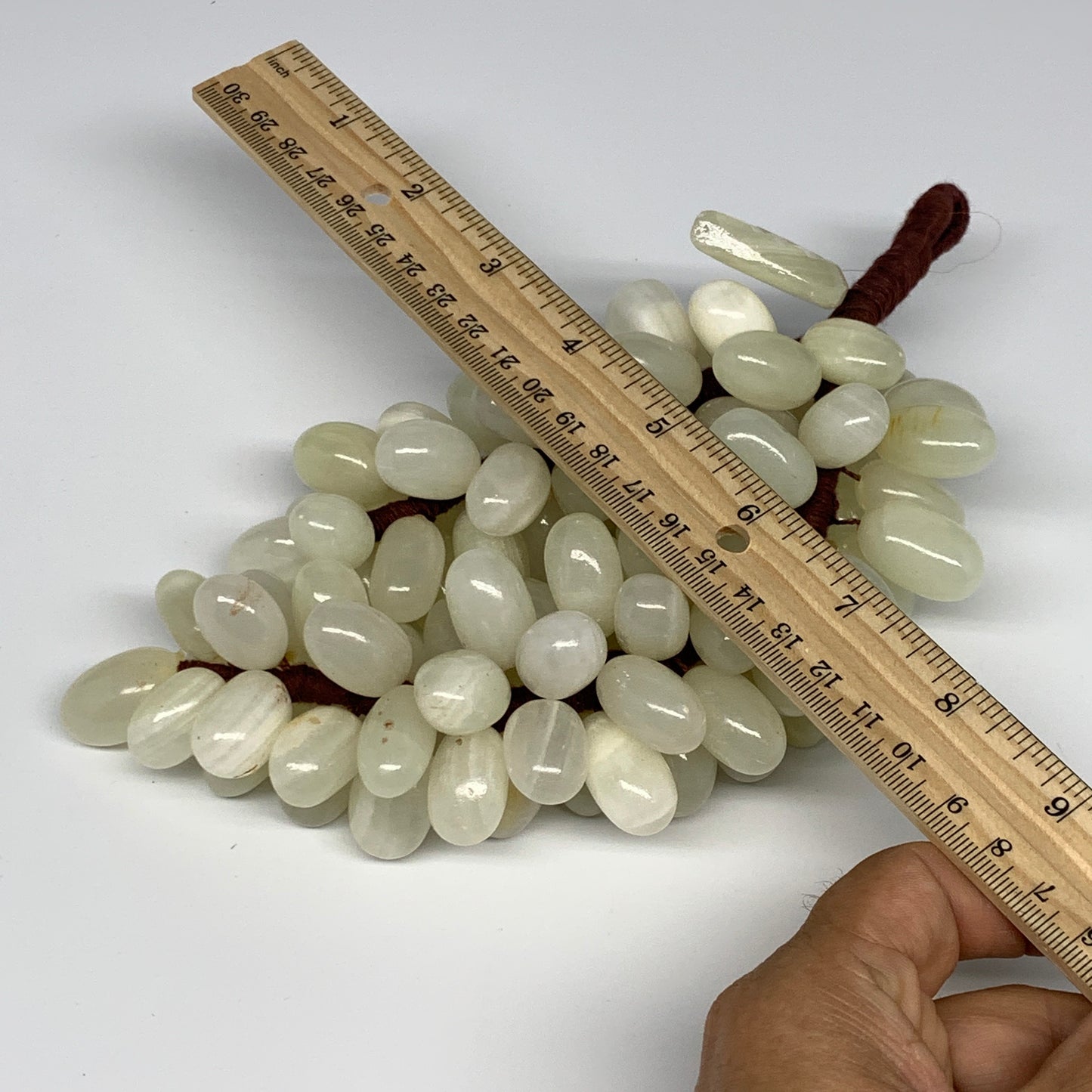 780g, 9"x4" Green Onyx Grape Bunch Stone Marble Decor @Pakistan,B25546