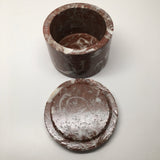 522g, 2.5"x3.4" Round Shape Fossils Ammonite Red Jewelry Box @Morocco, MF1015 - watangem.com