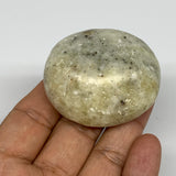 85g, 2"x1.7"x1", Natural Yellow Calcite Palm-Stone Crystal Polished Reiki, B1677