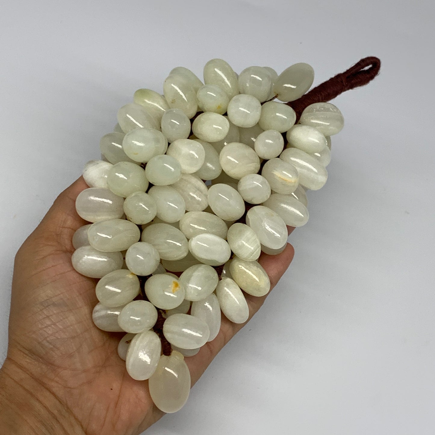 780g, 9"x4" Green Onyx Grape Bunch Stone Marble Decor @Pakistan,B25546