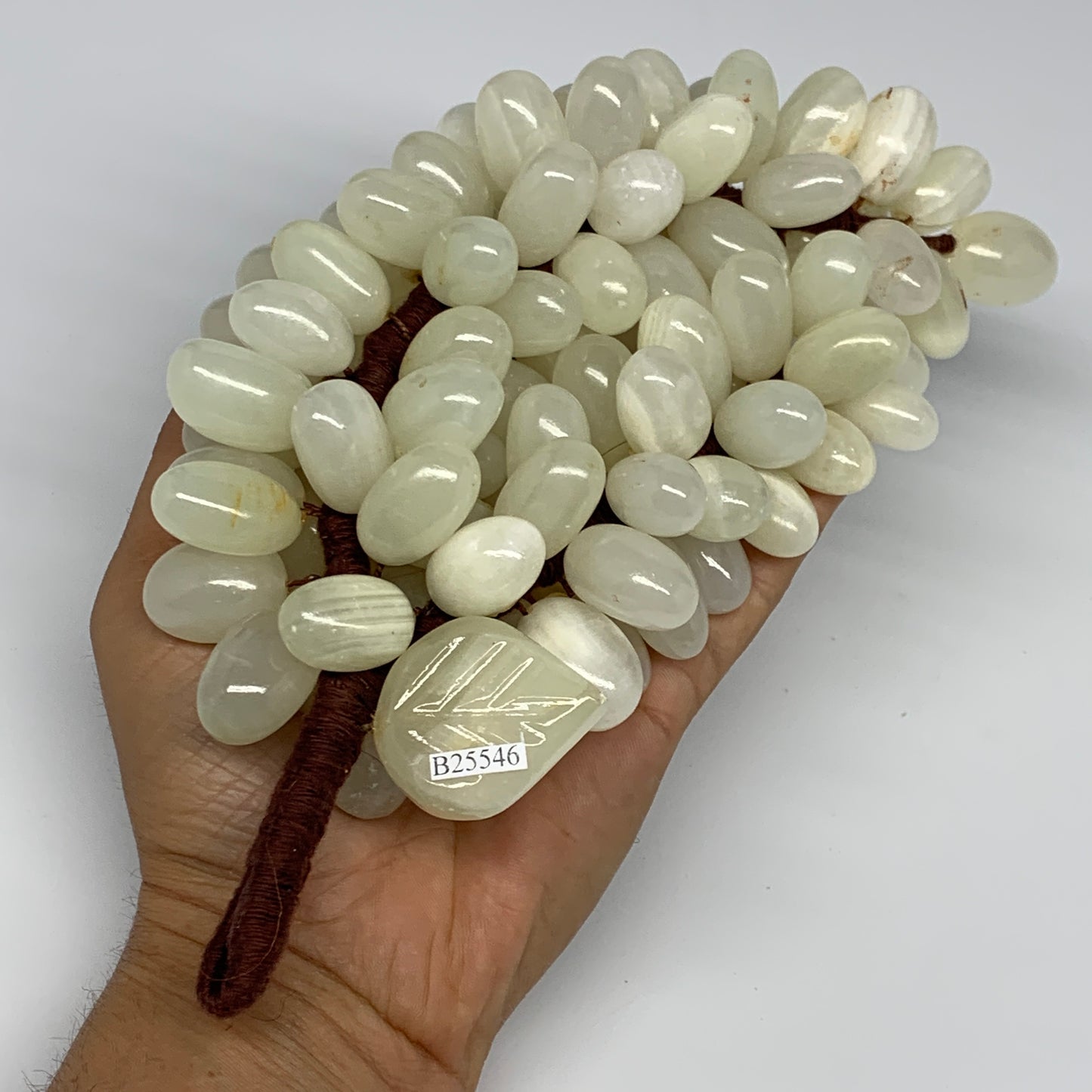 780g, 9"x4" Green Onyx Grape Bunch Stone Marble Decor @Pakistan,B25546