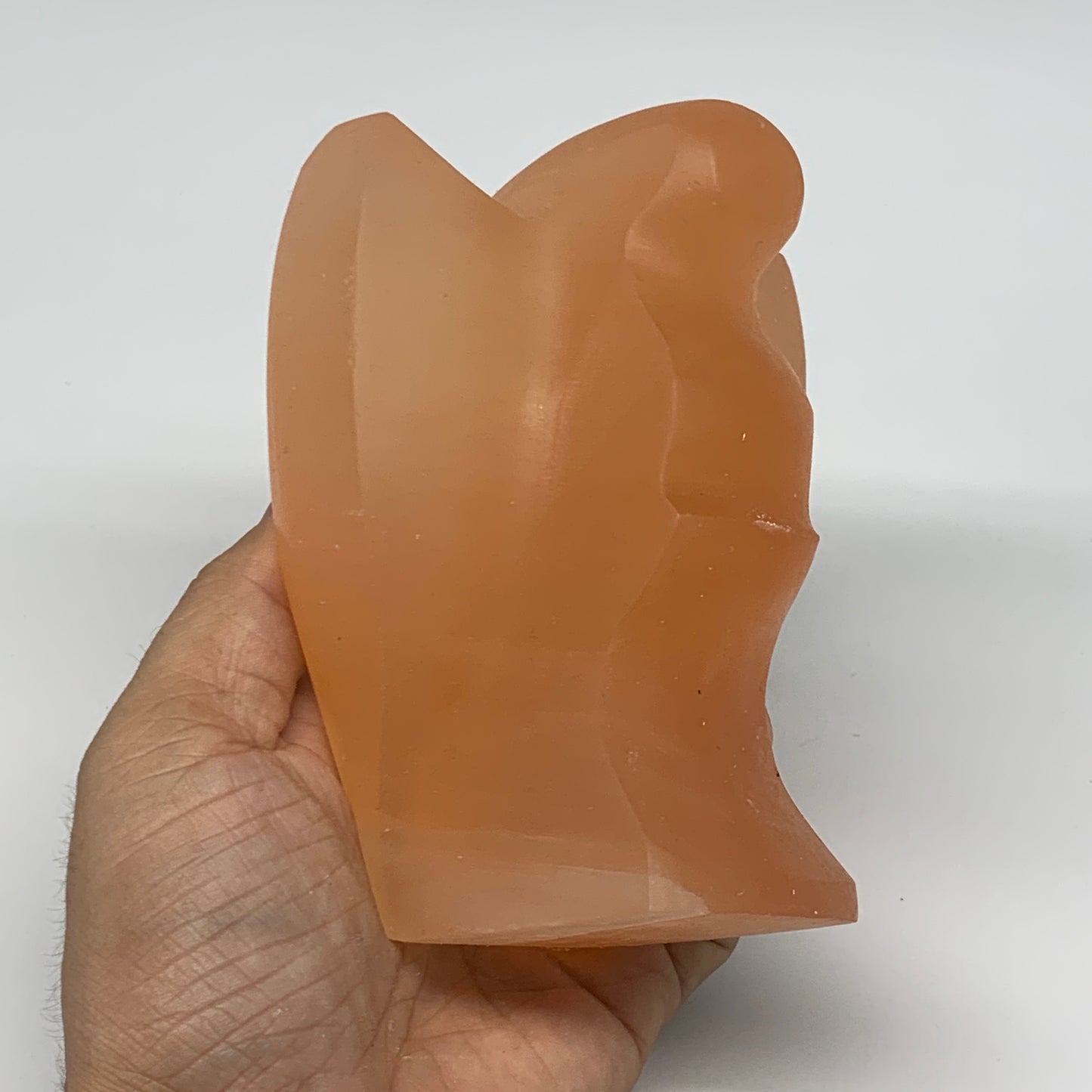 802g, 4.7"x3.9"x2.4"" Orange Selenite (Satin Spar) Angel Crystal @Morocco,B9397