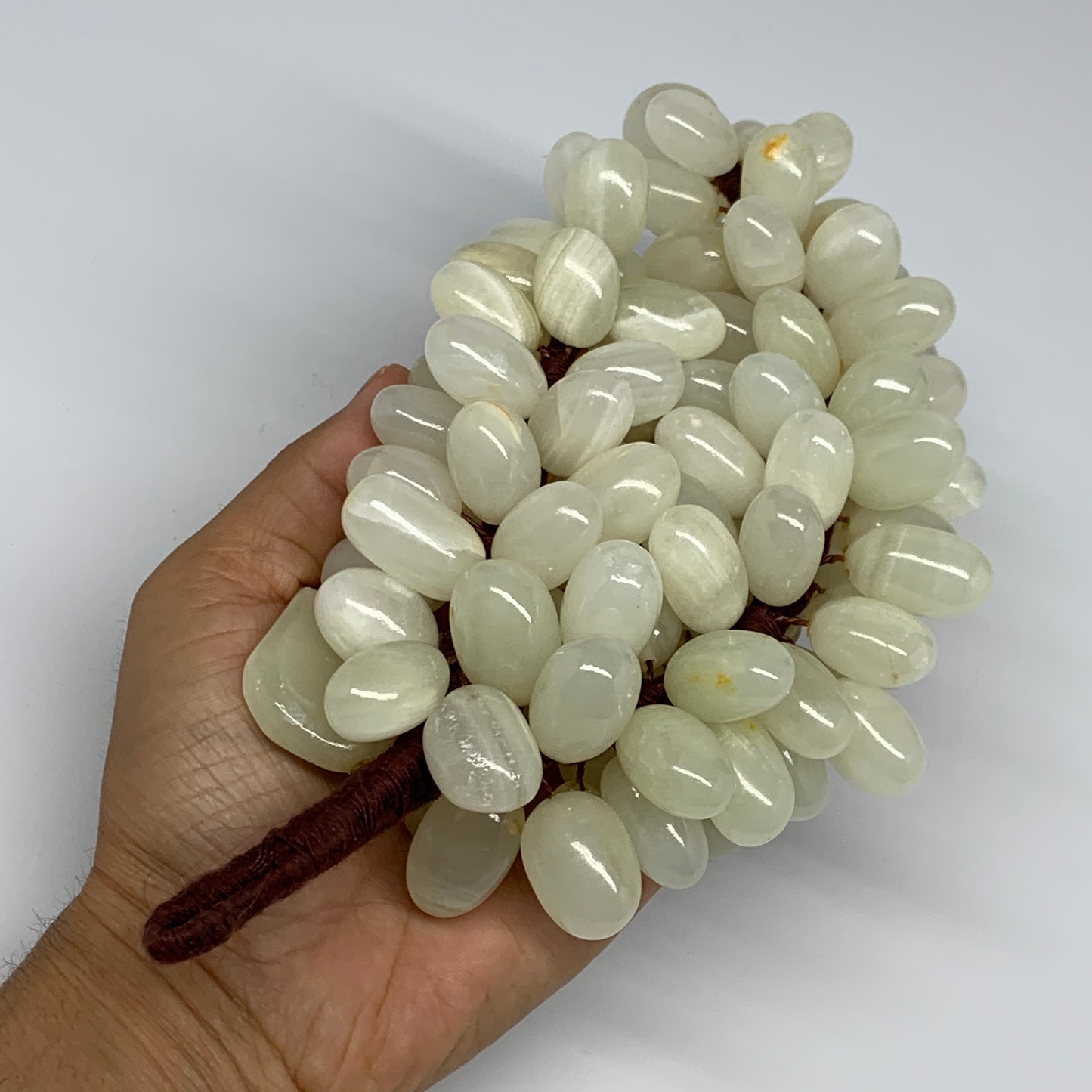 780g, 9"x4" Green Onyx Grape Bunch Stone Marble Decor @Pakistan,B25546