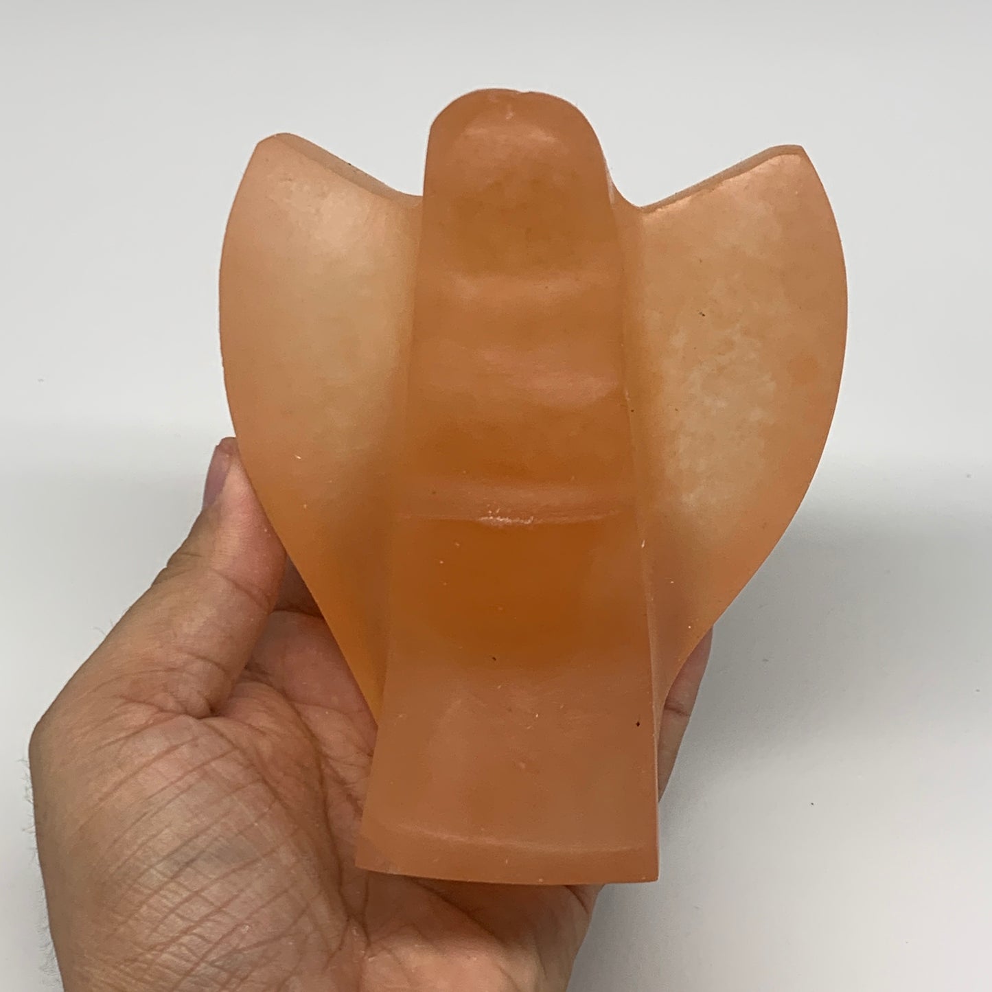 802g, 4.7"x3.9"x2.4"" Orange Selenite (Satin Spar) Angel Crystal @Morocco,B9397