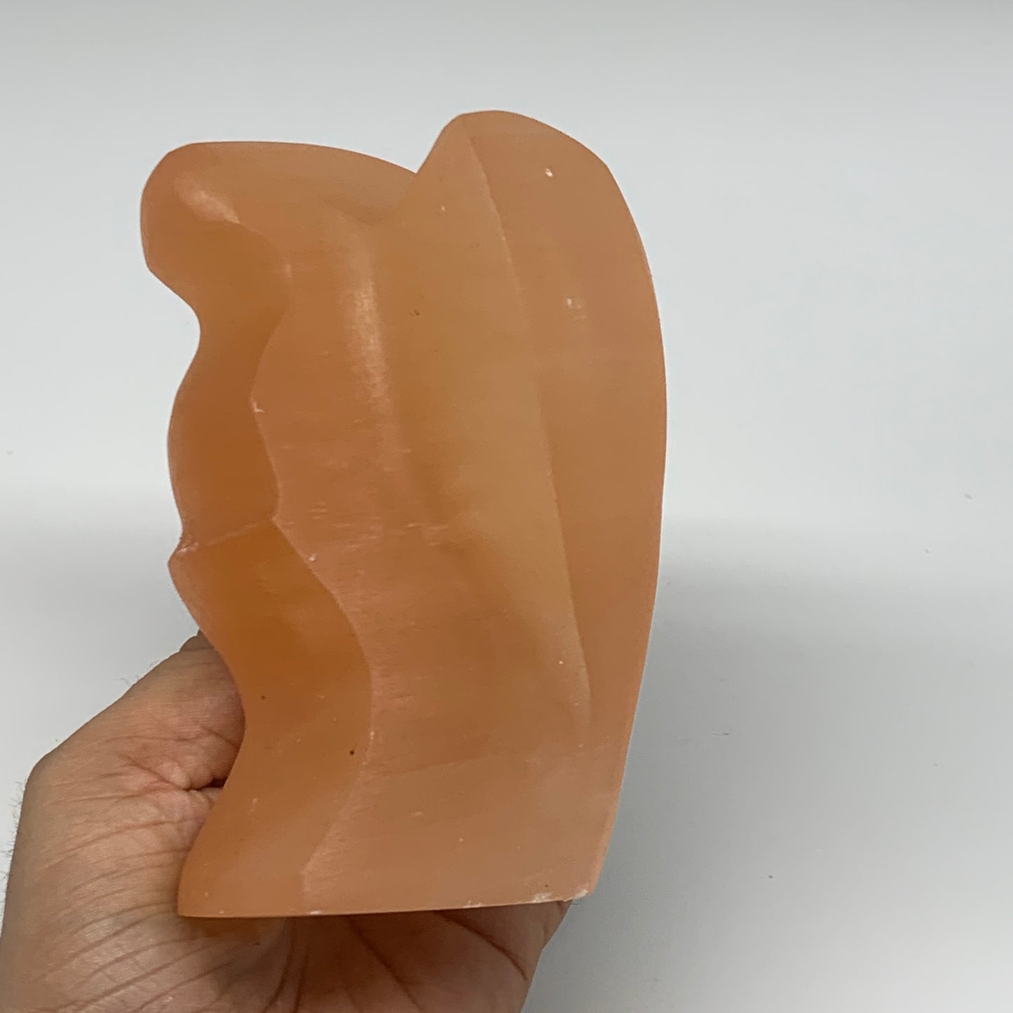 802g, 4.7"x3.9"x2.4"" Orange Selenite (Satin Spar) Angel Crystal @Morocco,B9397