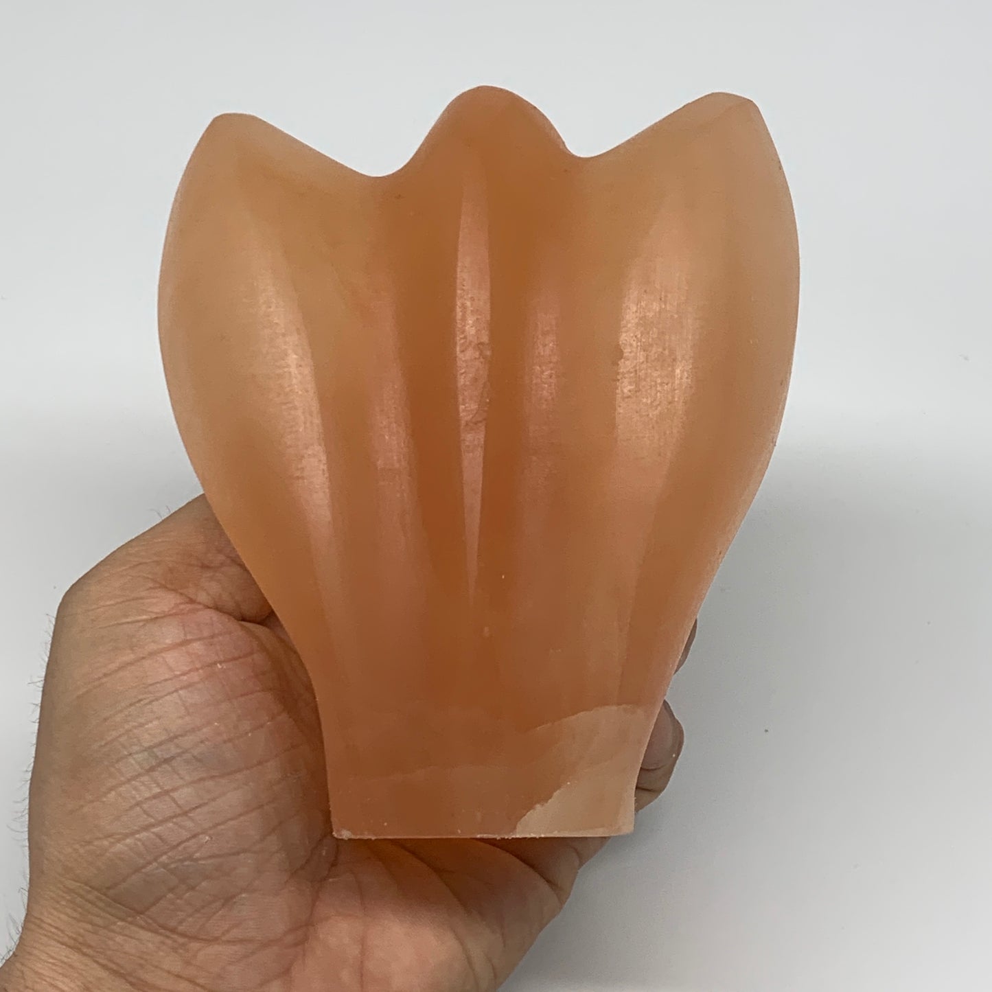 802g, 4.7"x3.9"x2.4"" Orange Selenite (Satin Spar) Angel Crystal @Morocco,B9397