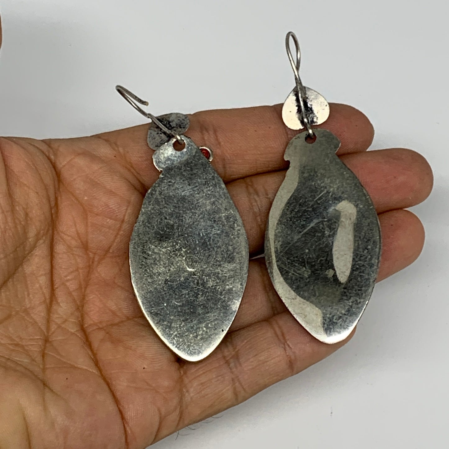 26.1g, 3.1"x1.1" Turkmen Earring Tribal Jewelry Carnelian Marquise Boho, B14309