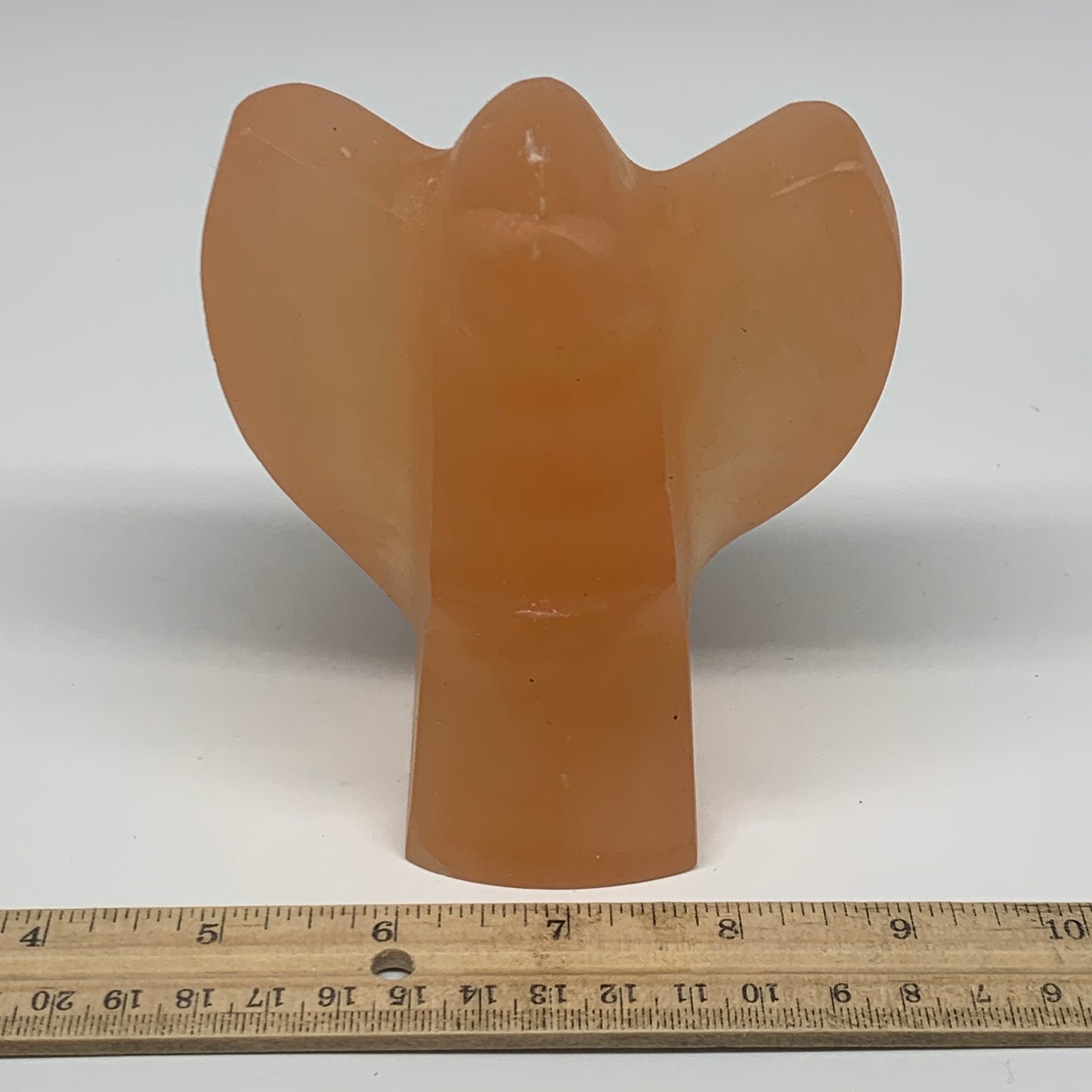 802g, 4.7"x3.9"x2.4"" Orange Selenite (Satin Spar) Angel Crystal @Morocco,B9397