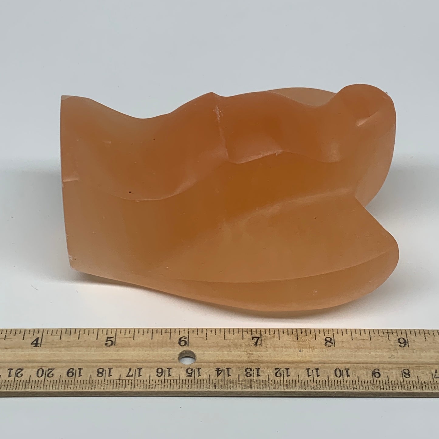 802g, 4.7"x3.9"x2.4"" Orange Selenite (Satin Spar) Angel Crystal @Morocco,B9397