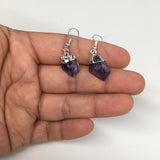 19.5cts,1.3"Gorgeous Natural Rough Amethyst Silver Plated Earring @Brazil,BE274 - watangem.com