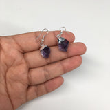 19.5cts,1.3"Gorgeous Natural Rough Amethyst Silver Plated Earring @Brazil,BE274 - watangem.com