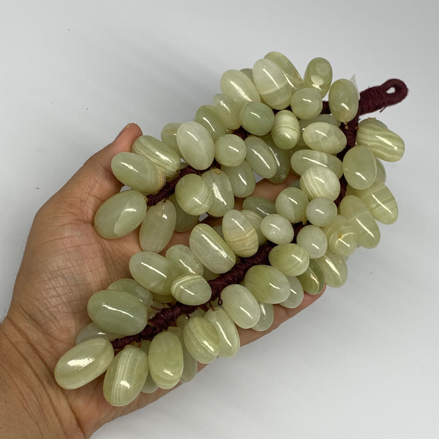 790g, 9"x4" Green Onyx Grape Bunch Stone Marble Decor @Pakistan,B25548